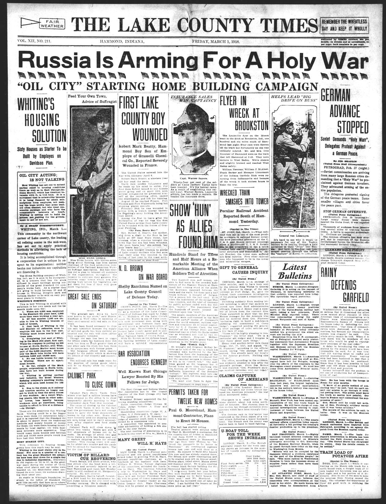 March 1, 1918: 'Oil City' Starting Home Building Campaign